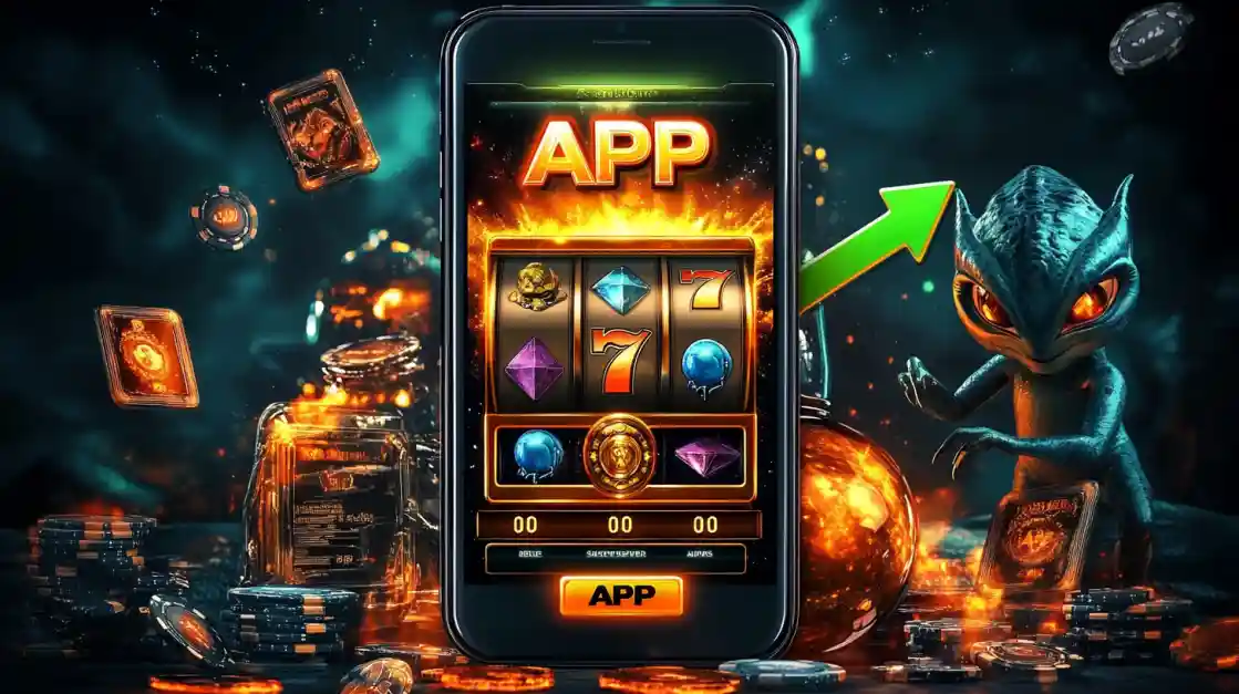 A slot-style game shown inside the ek777 mobile app, highlighting a fun gaming experience.